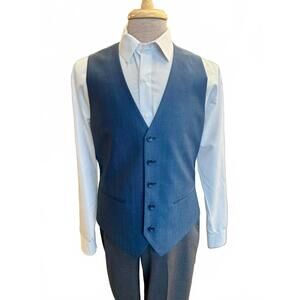 NEW PEERLESS men's sharkskin vest in slate blue